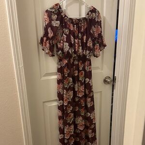 Charlotte Russe Burgundy Floral Maxi Dress